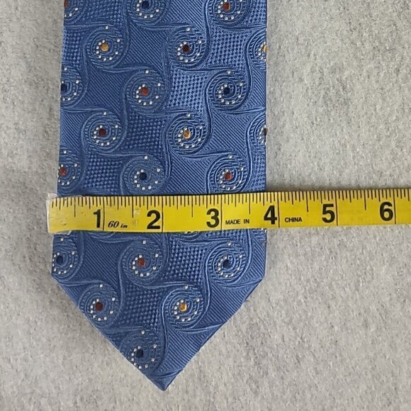 Rooster Men's Blue, Gold, Brown, Paisley Look 100% Silk Necktie - Picture 6 of 9